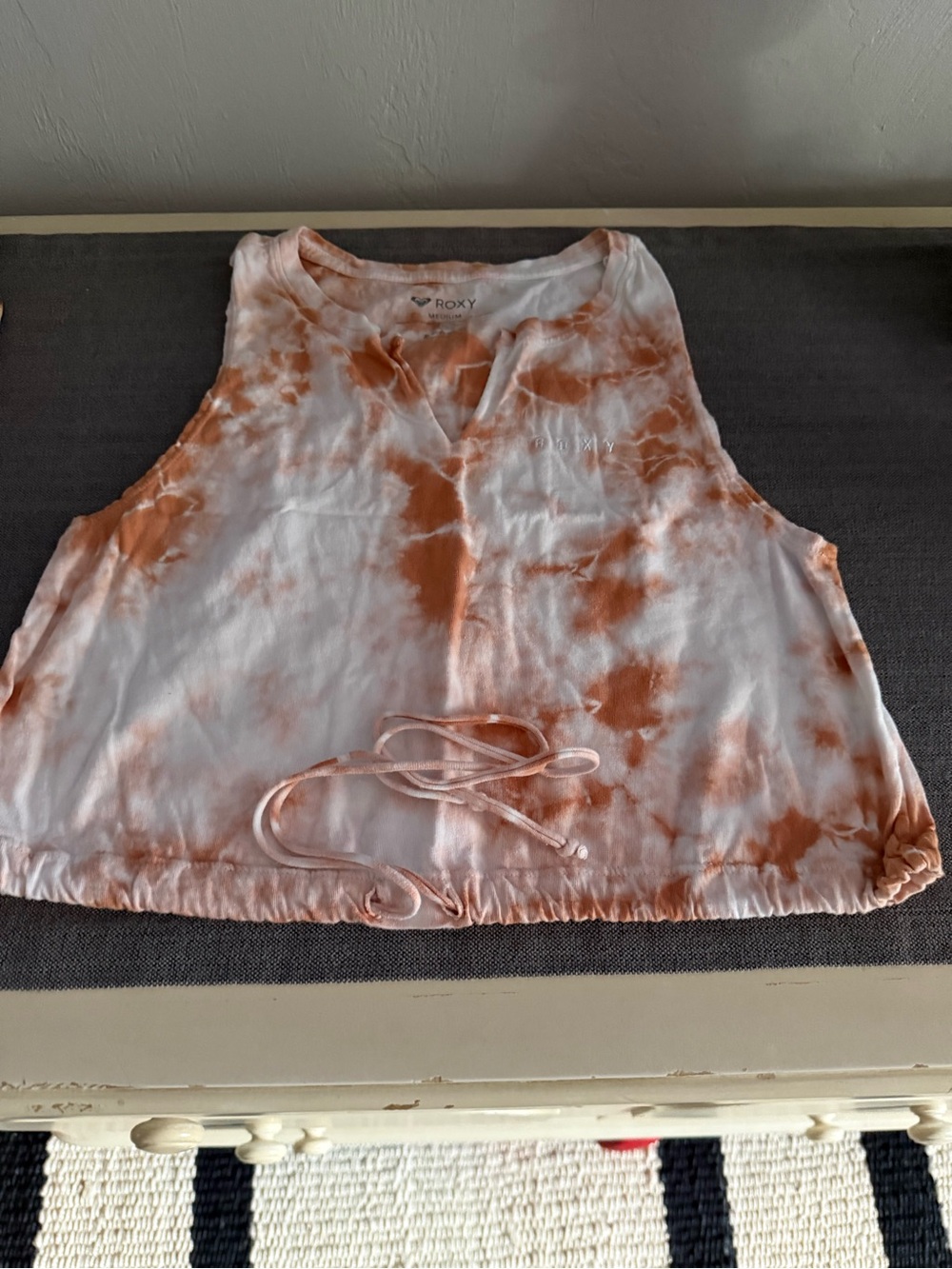 Roxy Tie-Dye Cropped Tank Top - White & Rust